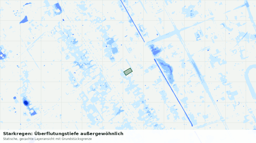 Statische Kartenansicht: Starkregen: Überflutungstiefe außergewöhnlich