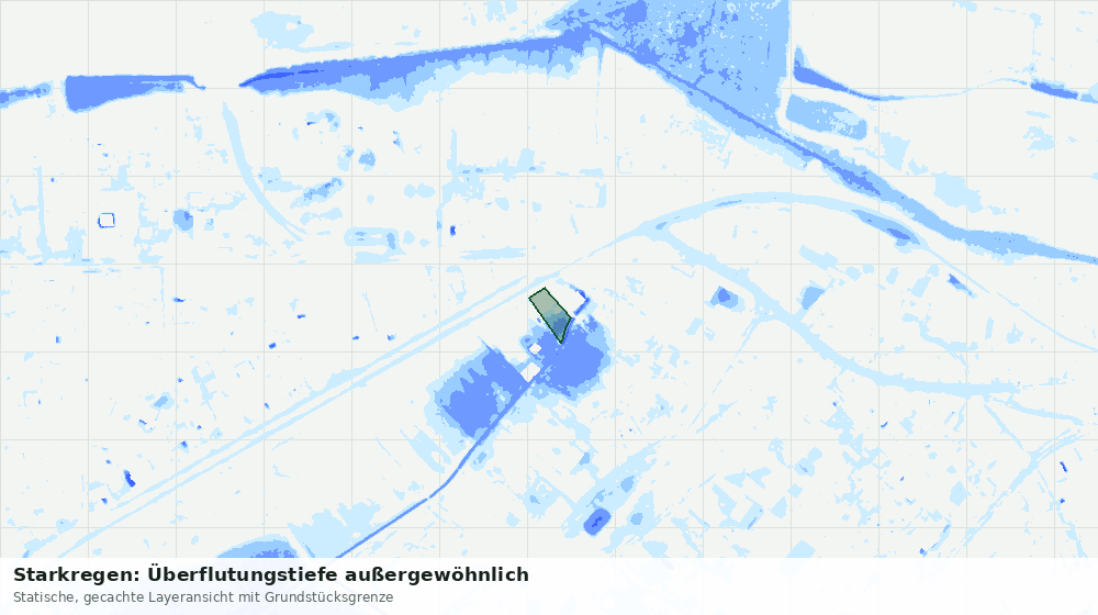 Statische Kartenansicht: Starkregen: Überflutungstiefe außergewöhnlich