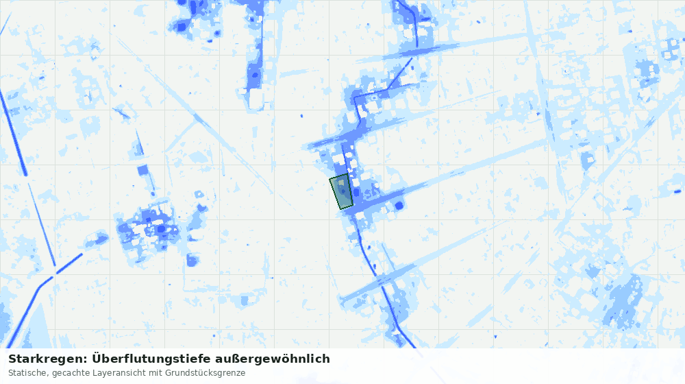 Statische Kartenansicht: Starkregen: Überflutungstiefe außergewöhnlich