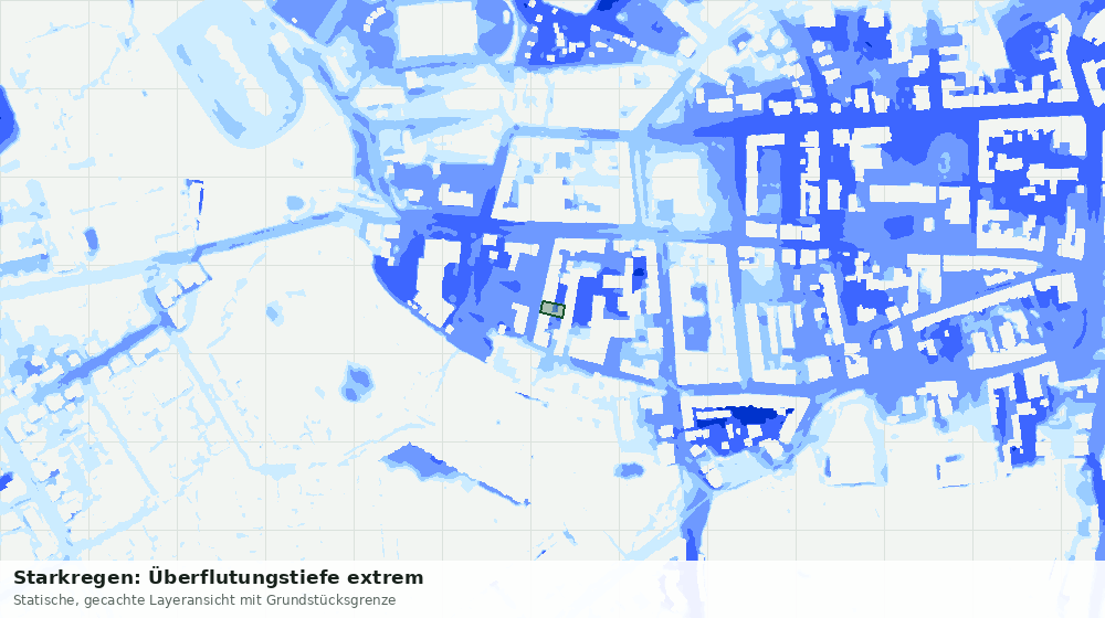 Statische Kartenansicht: Starkregen: Überflutungstiefe extrem