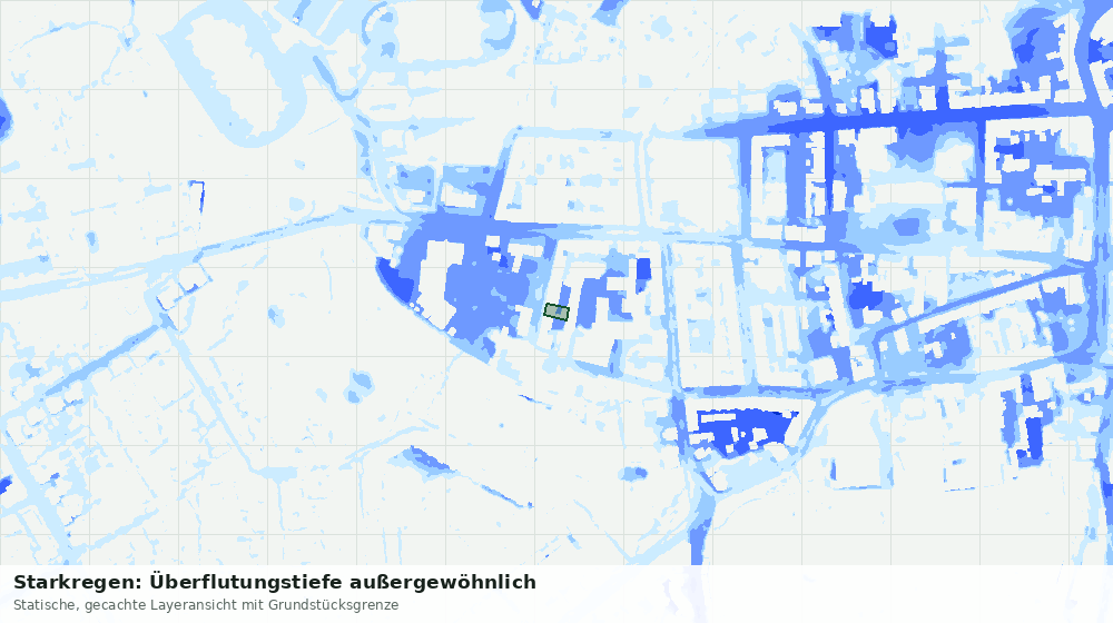 Statische Kartenansicht: Starkregen: Überflutungstiefe außergewöhnlich