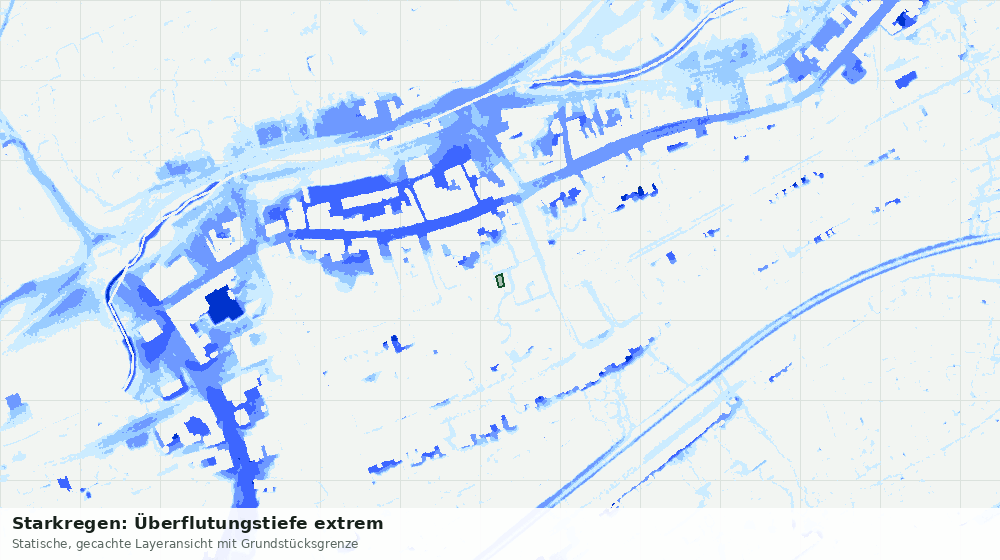 Statische Kartenansicht: Starkregen: Überflutungstiefe extrem