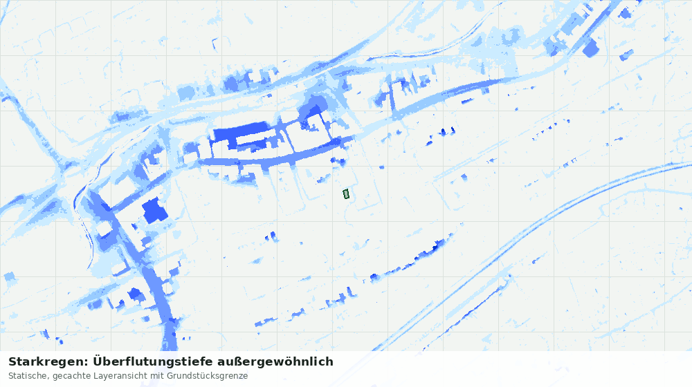 Statische Kartenansicht: Starkregen: Überflutungstiefe außergewöhnlich