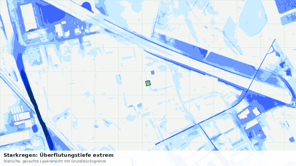 Statische Kartenansicht: Starkregen: Überflutungstiefe extrem