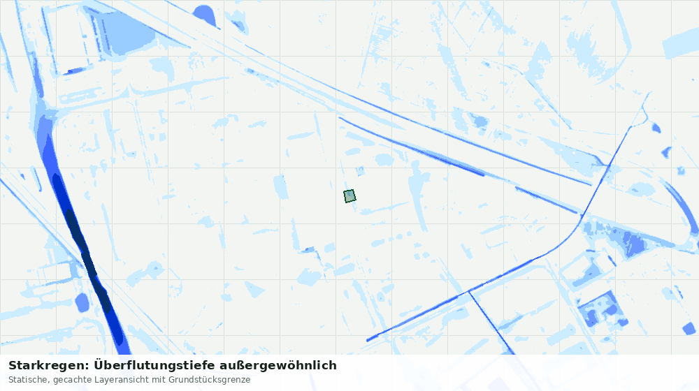Statische Kartenansicht: Starkregen: Überflutungstiefe außergewöhnlich