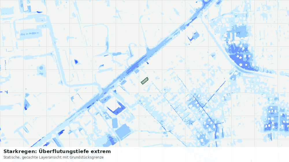 Statische Kartenansicht: Starkregen: Überflutungstiefe extrem