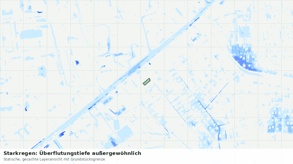 Statische Kartenansicht: Starkregen: Überflutungstiefe außergewöhnlich