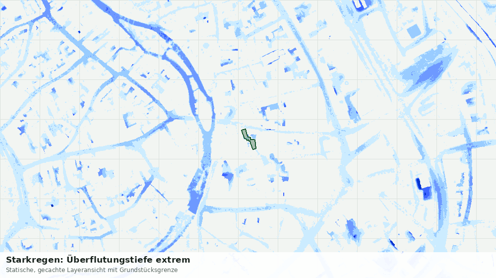 Statische Kartenansicht: Starkregen: Überflutungstiefe extrem