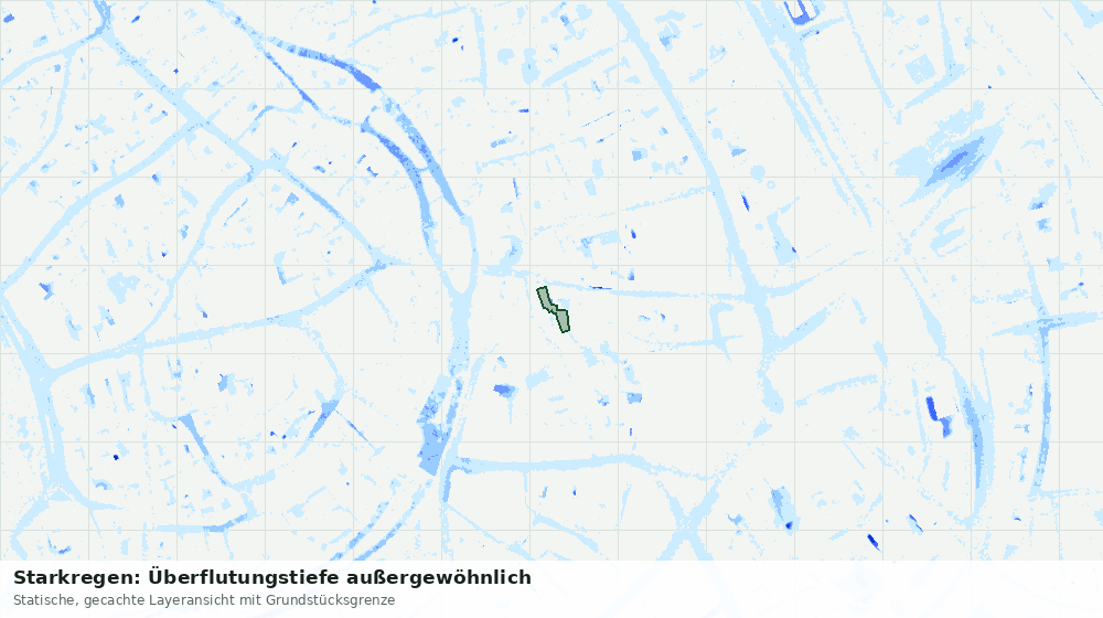 Statische Kartenansicht: Starkregen: Überflutungstiefe außergewöhnlich