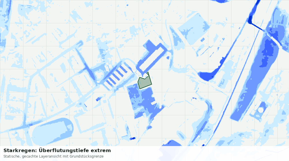 Statische Kartenansicht: Starkregen: Überflutungstiefe extrem