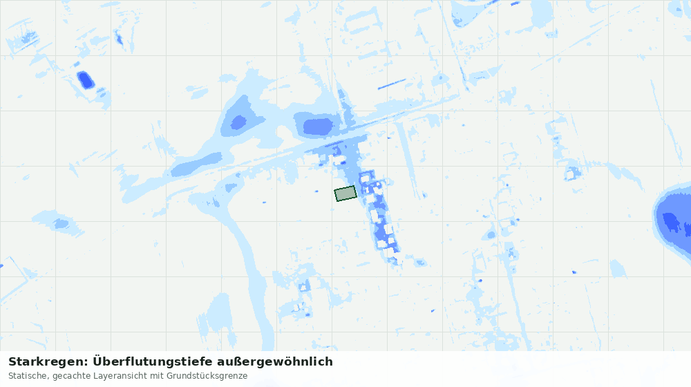 Statische Kartenansicht: Starkregen: Überflutungstiefe außergewöhnlich