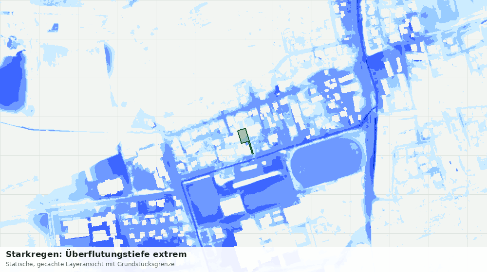 Statische Kartenansicht: Starkregen: Überflutungstiefe extrem