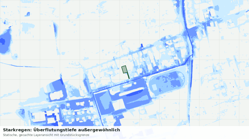 Statische Kartenansicht: Starkregen: Überflutungstiefe außergewöhnlich