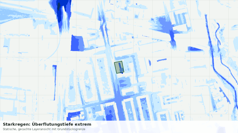 Statische Kartenansicht: Starkregen: Überflutungstiefe extrem