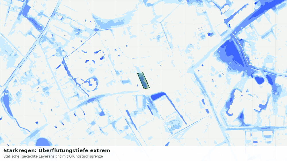 Statische Kartenansicht: Starkregen: Überflutungstiefe extrem
