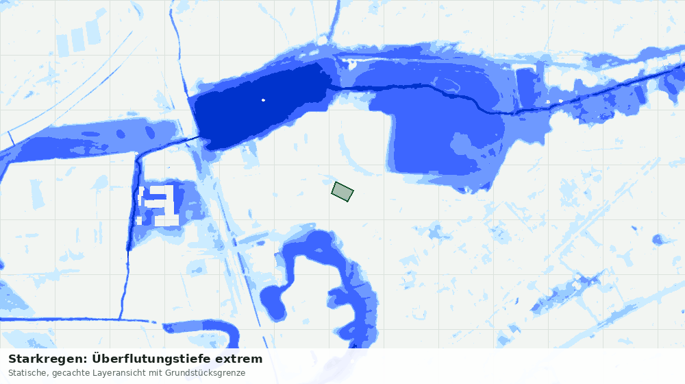 Statische Kartenansicht: Starkregen: Überflutungstiefe extrem