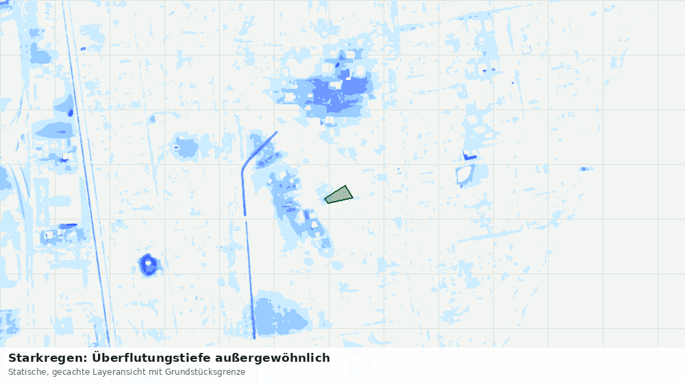Statische Kartenansicht: Starkregen: Überflutungstiefe außergewöhnlich