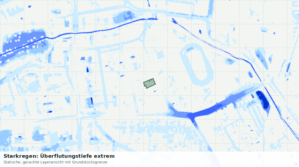 Statische Kartenansicht: Starkregen: Überflutungstiefe extrem