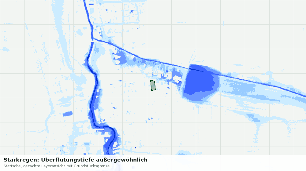 Statische Kartenansicht: Starkregen: Überflutungstiefe außergewöhnlich