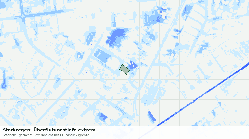 Statische Kartenansicht: Starkregen: Überflutungstiefe extrem