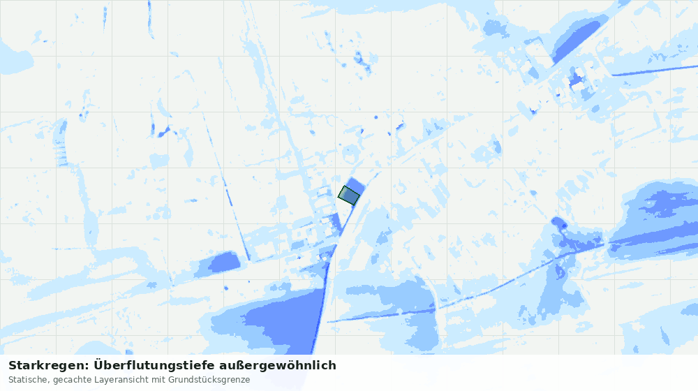 Statische Kartenansicht: Starkregen: Überflutungstiefe außergewöhnlich