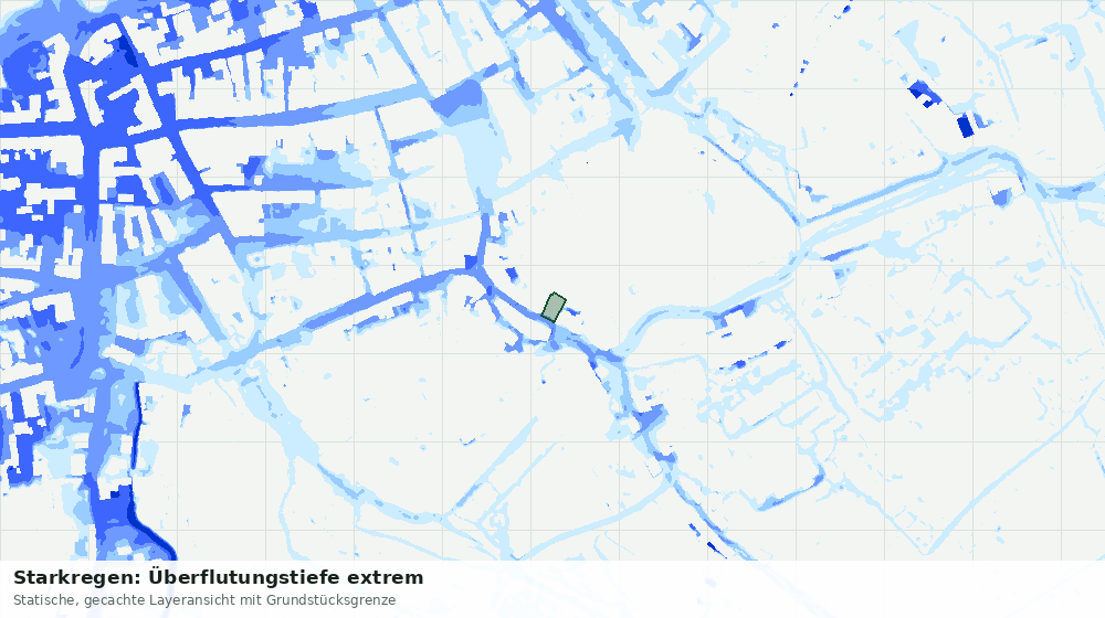 Statische Kartenansicht: Starkregen: Überflutungstiefe extrem