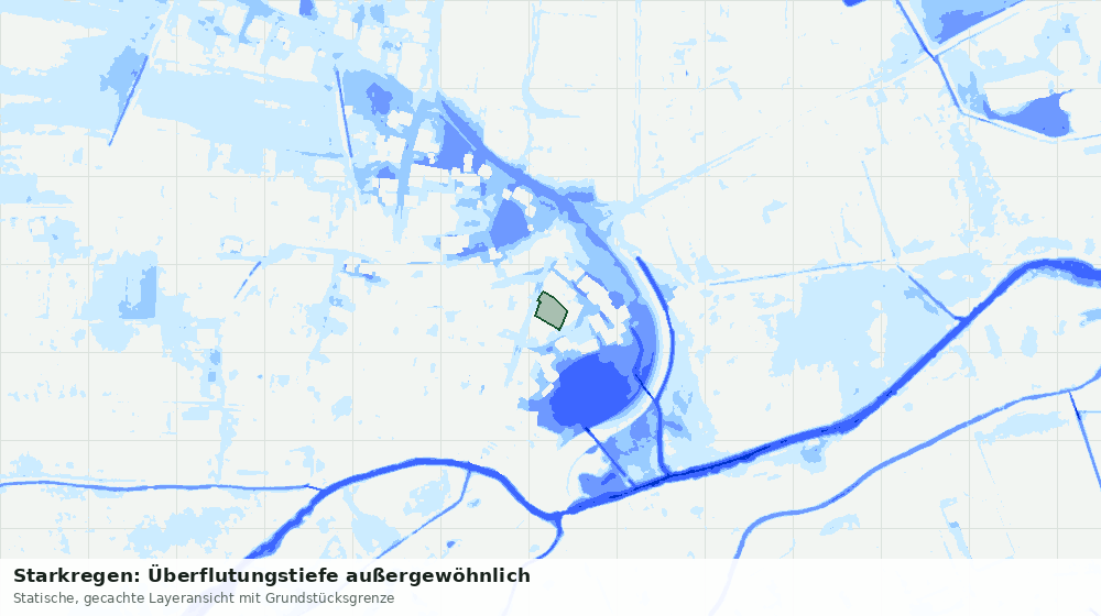 Statische Kartenansicht: Starkregen: Überflutungstiefe außergewöhnlich