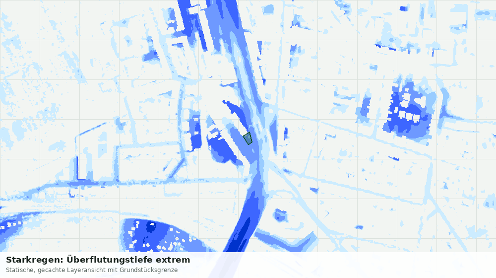 Statische Kartenansicht: Starkregen: Überflutungstiefe extrem