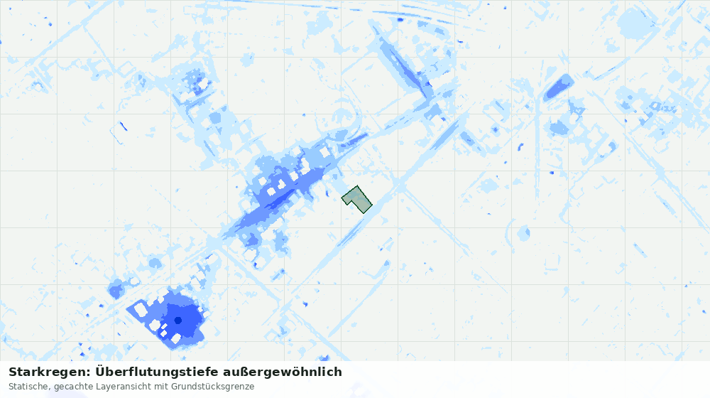 Statische Kartenansicht: Starkregen: Überflutungstiefe außergewöhnlich