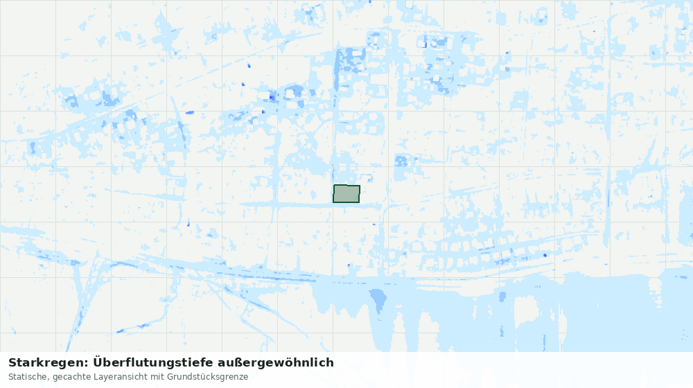Statische Kartenansicht: Starkregen: Überflutungstiefe außergewöhnlich