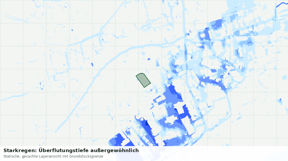 Statische Kartenansicht: Starkregen: Überflutungstiefe außergewöhnlich