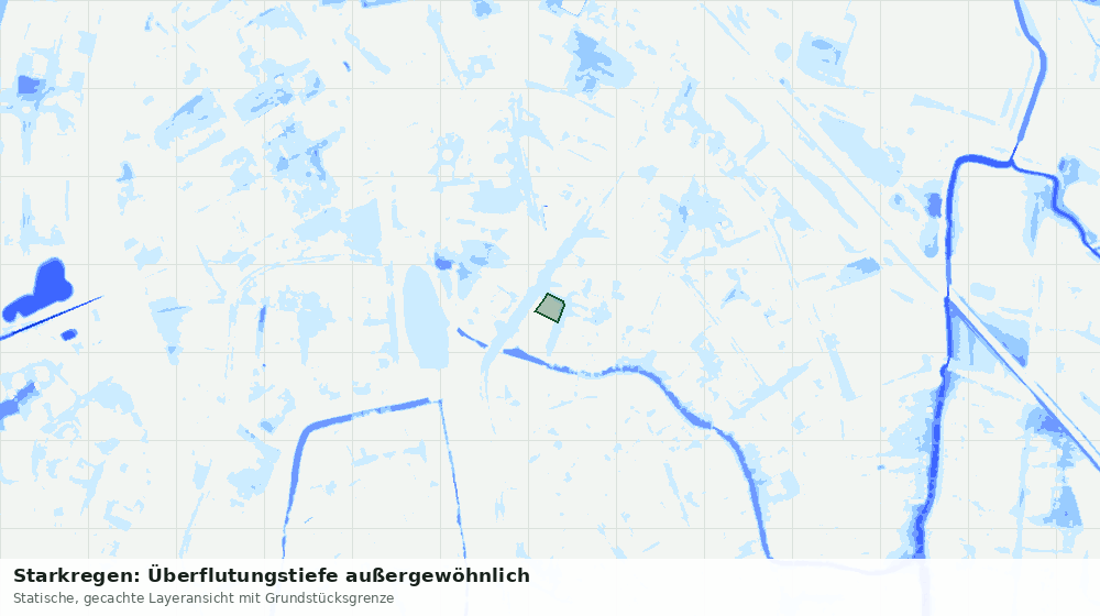 Statische Kartenansicht: Starkregen: Überflutungstiefe außergewöhnlich