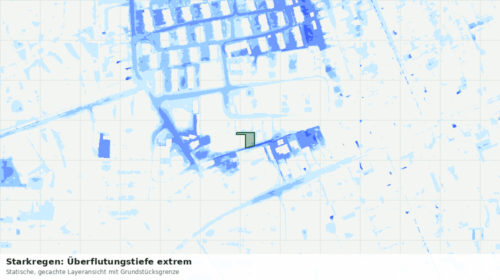 Statische Kartenansicht: Starkregen: Überflutungstiefe extrem