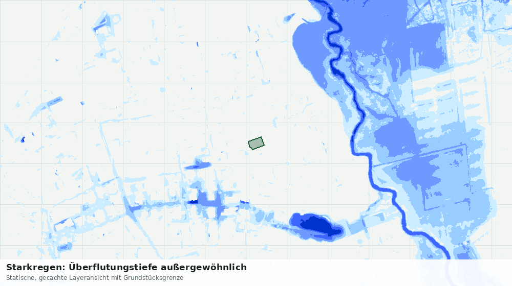 Statische Kartenansicht: Starkregen: Überflutungstiefe außergewöhnlich