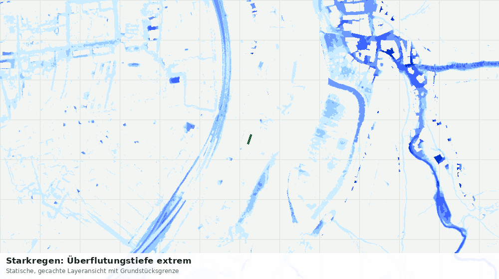 Statische Kartenansicht: Starkregen: Überflutungstiefe extrem