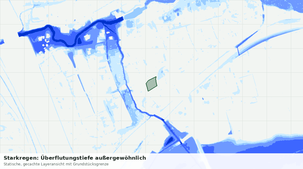 Statische Kartenansicht: Starkregen: Überflutungstiefe außergewöhnlich