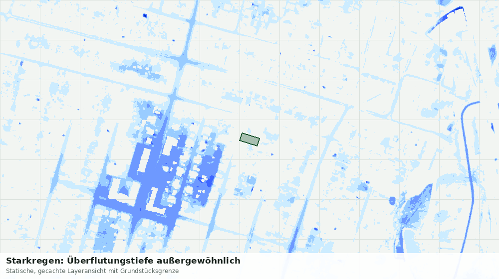 Statische Kartenansicht: Starkregen: Überflutungstiefe außergewöhnlich