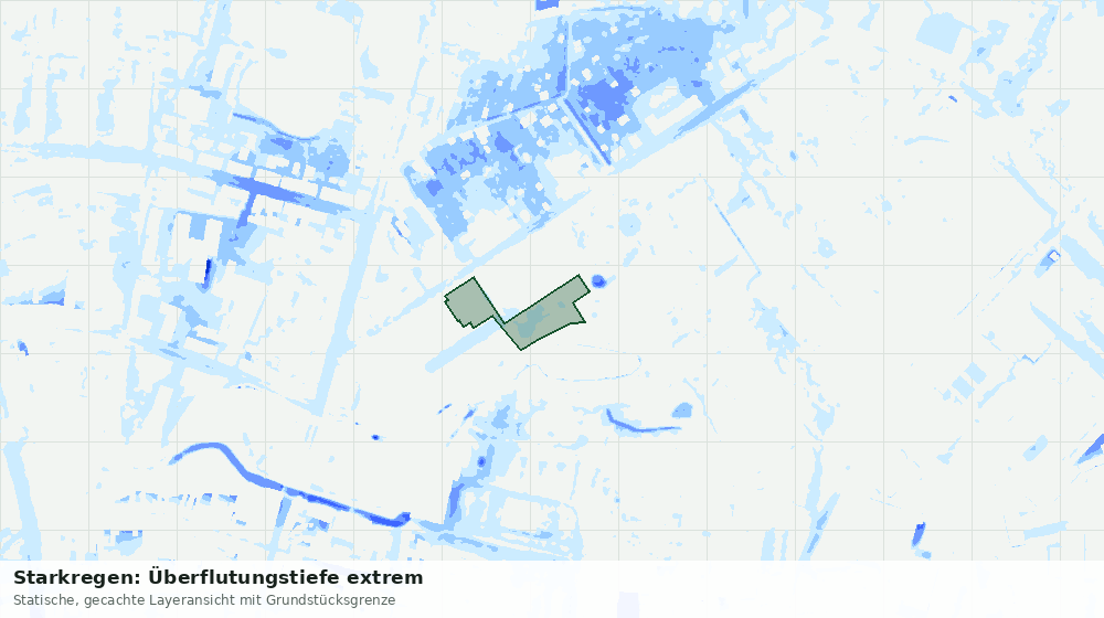 Statische Kartenansicht: Starkregen: Überflutungstiefe extrem