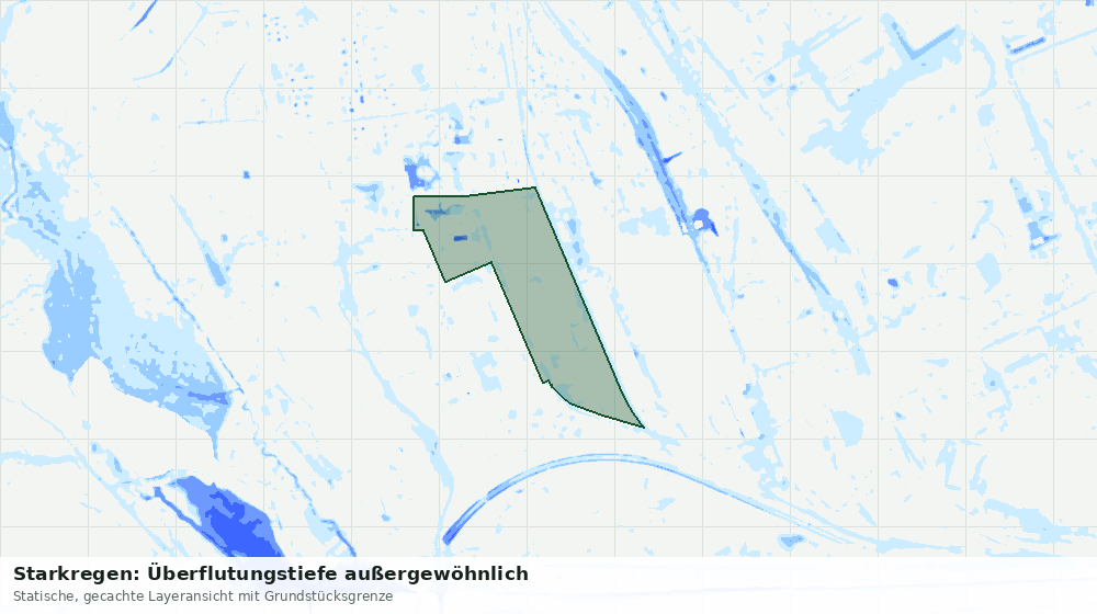 Statische Kartenansicht: Starkregen: Überflutungstiefe außergewöhnlich