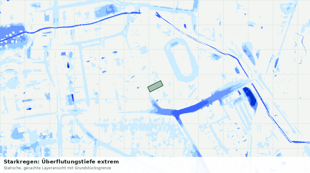 Statische Kartenansicht: Starkregen: Überflutungstiefe extrem