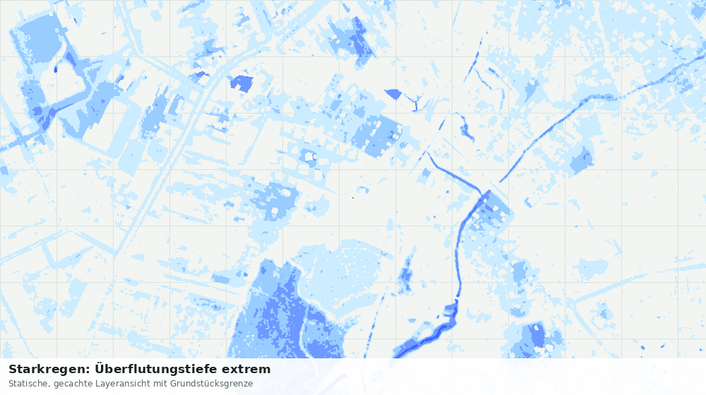 Statische Kartenansicht: Starkregen: Überflutungstiefe extrem