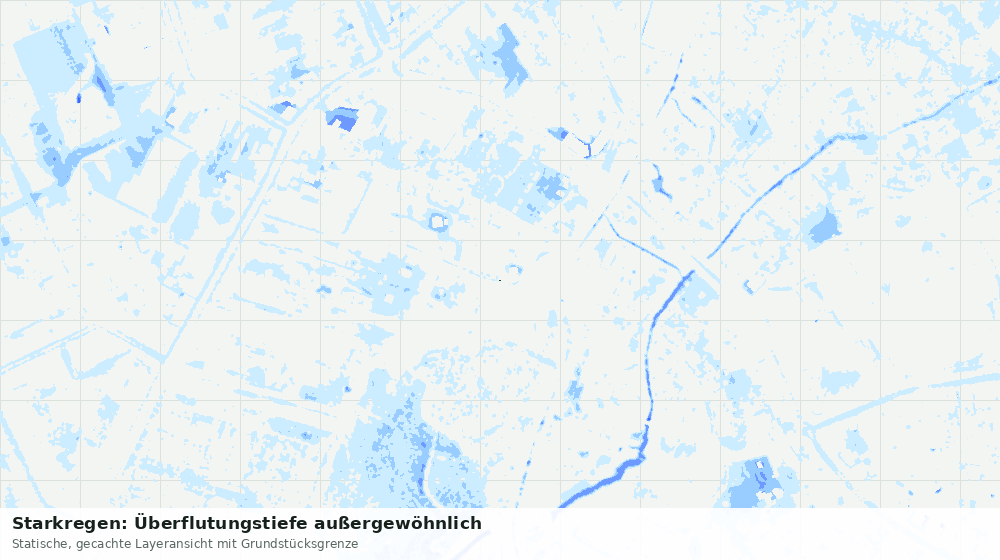 Statische Kartenansicht: Starkregen: Überflutungstiefe außergewöhnlich
