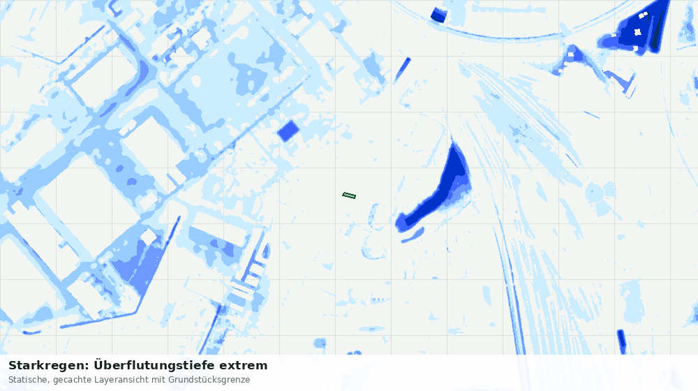 Statische Kartenansicht: Starkregen: Überflutungstiefe extrem