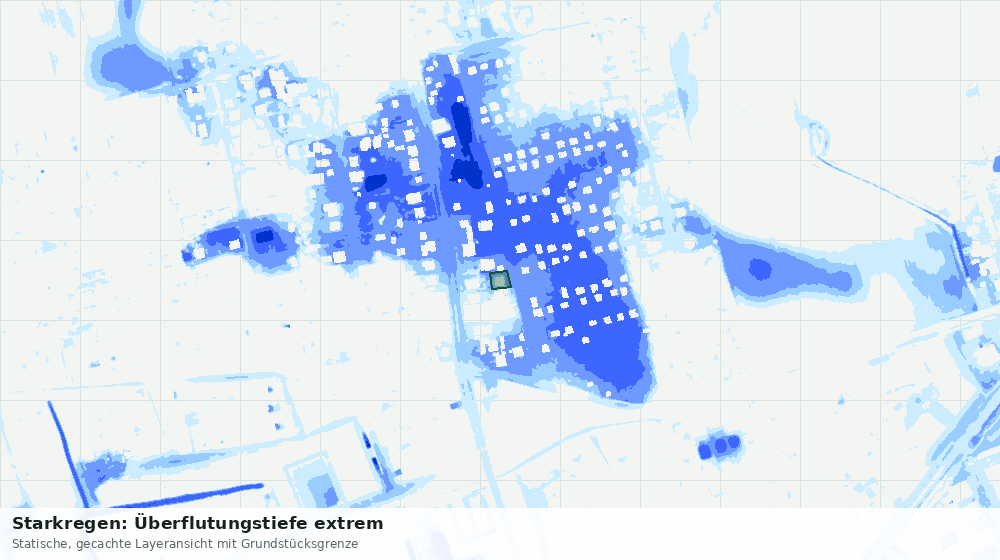 Statische Kartenansicht: Starkregen: Überflutungstiefe extrem