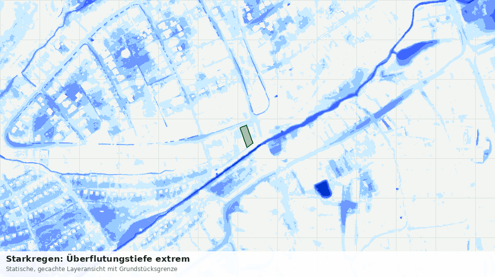 Statische Kartenansicht: Starkregen: Überflutungstiefe extrem