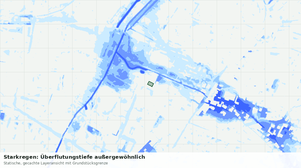 Statische Kartenansicht: Starkregen: Überflutungstiefe außergewöhnlich