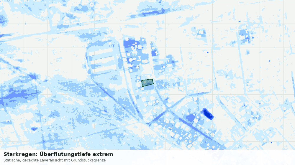 Statische Kartenansicht: Starkregen: Überflutungstiefe extrem