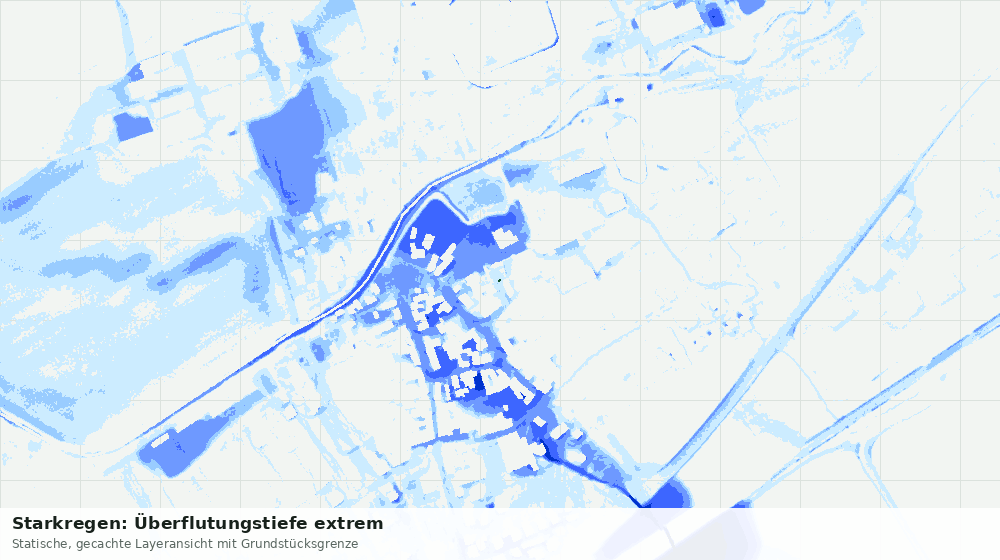 Statische Kartenansicht: Starkregen: Überflutungstiefe extrem