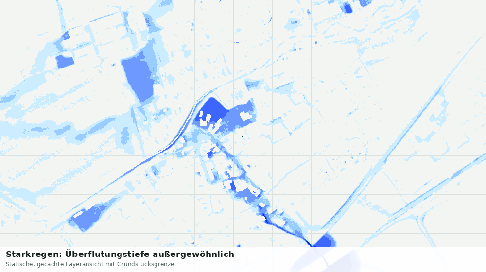 Statische Kartenansicht: Starkregen: Überflutungstiefe außergewöhnlich