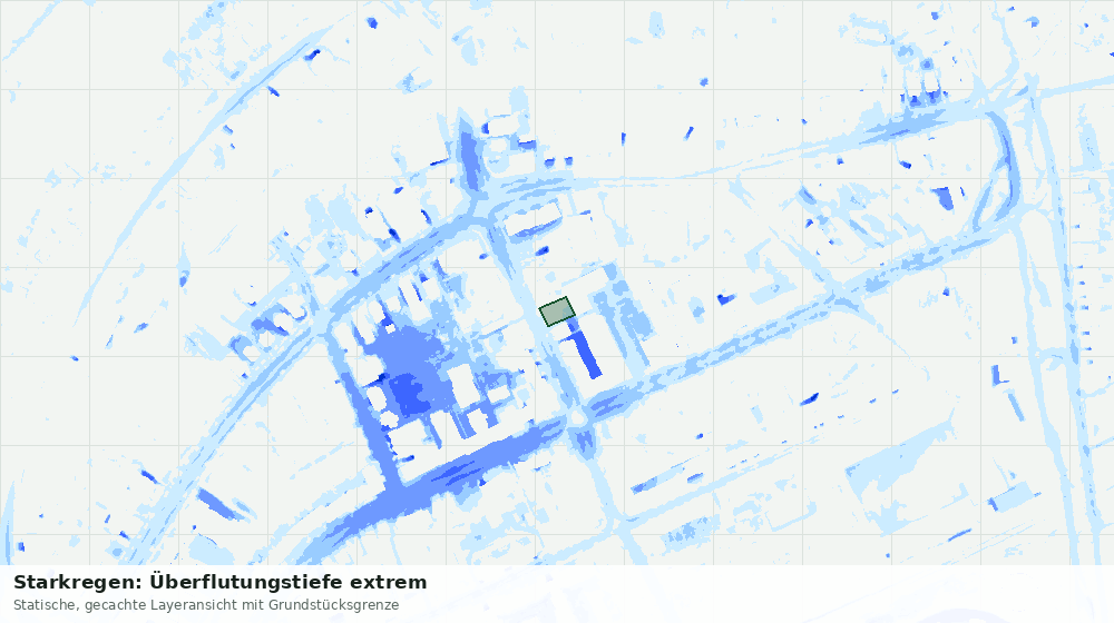Statische Kartenansicht: Starkregen: Überflutungstiefe extrem
